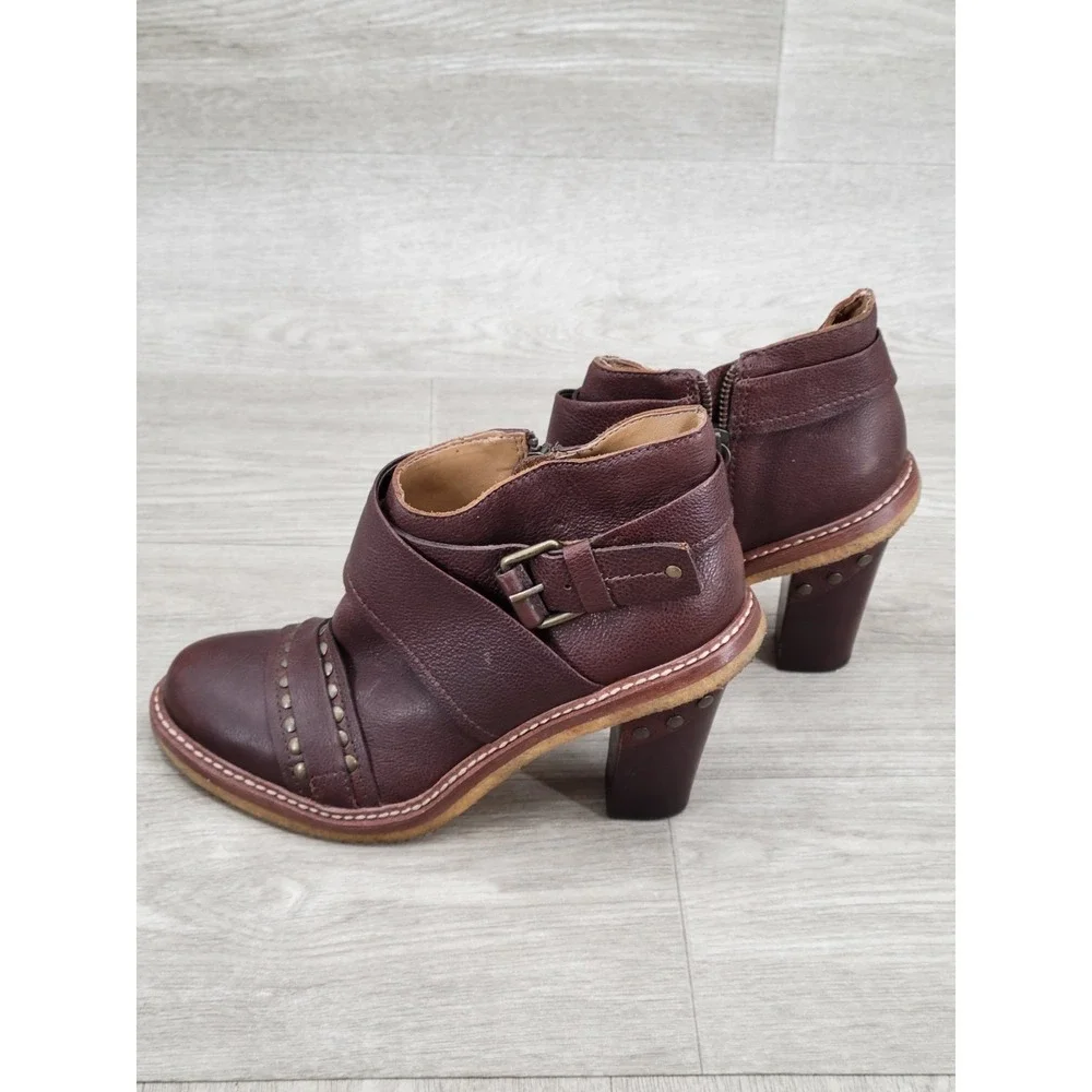 Schuler & Sons Philadelphia Leather Ankle Boots Women's Size 8B Brown Zip Up